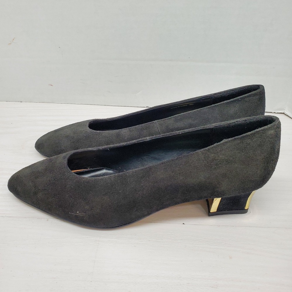 The Touch Of NINA Black Suede Leather Classic Evening Dress Heel Pump Size 6 M - Picture 2 of 16